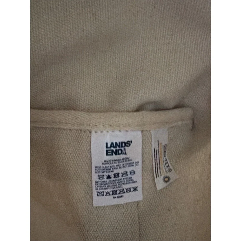 LANDS END Boat Bag Tote Nautical Natural and Navy Stripe Mini